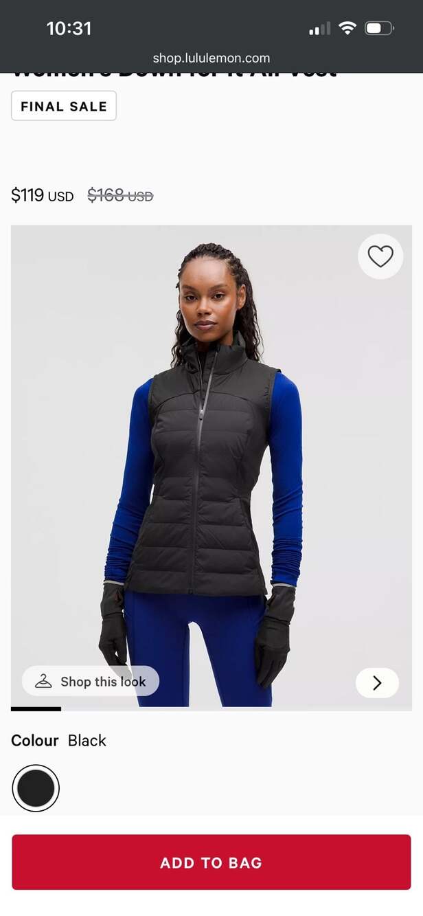 Lululemon Down for It All Vest Black